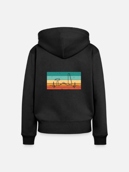Vintage Heartbeat Saw Hammer Planter Wood - Sweat à capuche zippé Premium bio Femme - noir