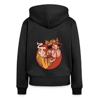 Cadeau de chameau Lama Alpaga Lama Animal Fumer - Sweat à capuche zippé Premium bio Femme - noir - Dos - Julia (174cm)