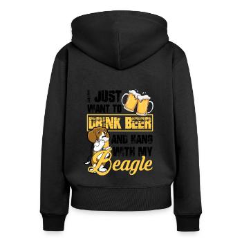 Boire de la bière - Sweat à capuche zippé Premium bio Femme - noir - Dos - Julia (174cm)