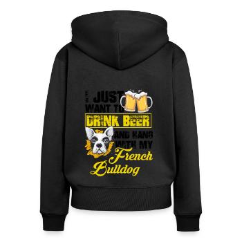 Boire de la bière - Sweat à capuche zippé Premium bio Femme - noir - Dos - Julia (174cm)