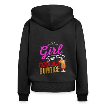 Tequila Sunrise - Frauen Premium Bio Zip Hoodie - Schwarz - Hinten - Julia (174cm)