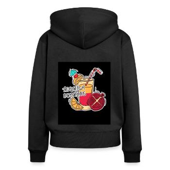 Tequila Sunrise - Frauen Premium Bio Zip Hoodie - Schwarz - Hinten - Julia (174cm)