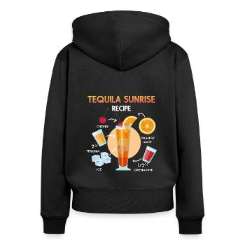 Tequila Sunrise - Frauen Premium Bio Zip Hoodie - Schwarz - Hinten - Julia (174cm)