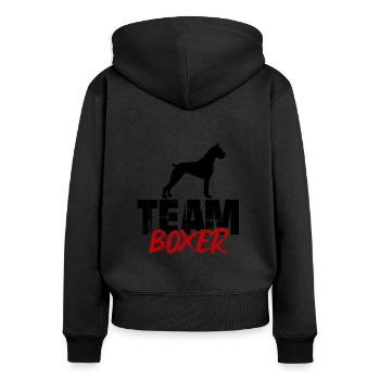 Team Boxer - Women's Premium Organic Zip Hoodie - black - Back - Julia (174cm)