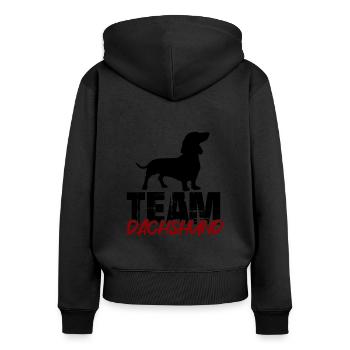 Team Dachshund - Women's Premium Organic Zip Hoodie - black - Back - Julia (174cm)