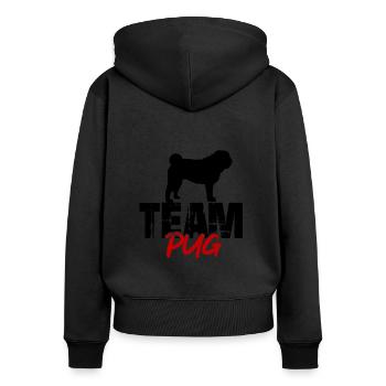 Team Pug - Women's Premium Organic Zip Hoodie - black - Back - Julia (174cm)