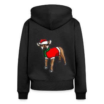 Antilope avec pull de Noël - Sweat à capuche zippé Premium bio Femme - noir - Dos - Julia (174cm)