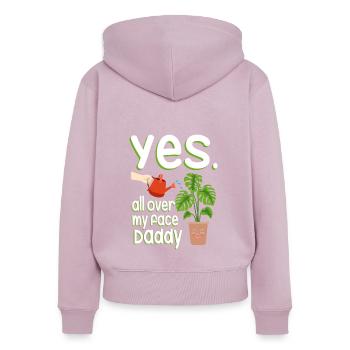 Yes All Over My Face Daddy Monstera Pflanzen - Frauen Premium Bio Zip Hoodie - Altrosa - Hinten - Julia (174cm)