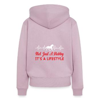 Nicht Nur Ein Hobby, Sondern Ein Lebensstil - Frauen Premium Bio Zip Hoodie - Altrosa - Hinten - Julia (174cm)