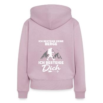 Ich Besteige Keine Berge Ich Besteige Dich - Frauen Premium Bio Zip Hoodie - Altrosa - Hinten - Julia (174cm)