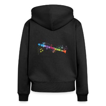 Clarinet - Women's Premium Organic Zip Hoodie - black - Back - Julia (174cm)