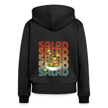 Salade rétro - Sweat à capuche zippé Premium bio Femme - noir - Dos - Julia (174cm)