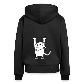 Katze fällt Kratzer Kätzchen - Frauen Premium Bio Zip Hoodie - Schwarz - Hinten - Julia (174cm)