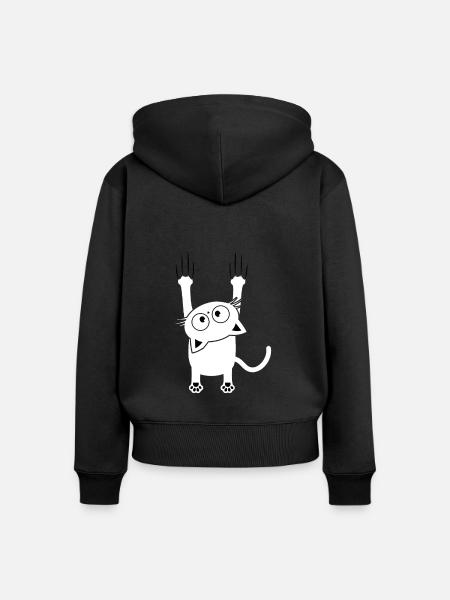 Katze fällt Kratzer Kätzchen - Frauen Premium Bio Zip Hoodie - Schwarz