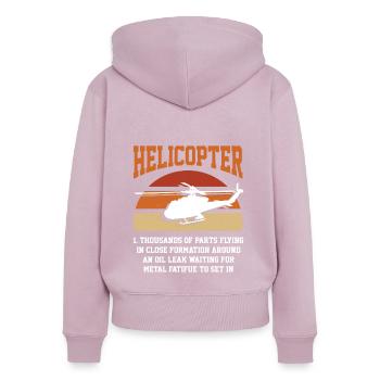 Cadeau de pilote d’hélicoptère - Sweat à capuche zippé Premium bio Femme - rose poudré - Dos - Julia (174cm)