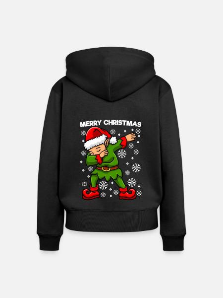 Dabbing Santa Elfe - Frauen Premium Bio Zip Hoodie - Schwarz
