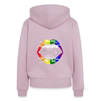 LGBTQ Regenbogen Lippen Halloween - Frauen Premium Bio Zip Hoodie - Altrosa - Hinten - Julia (174cm)