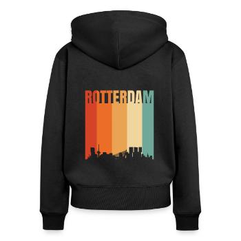 Rotterdam Pays-Bas Skyline - Sweat à capuche zippé Premium bio Femme - noir - Dos - Julia (174cm)