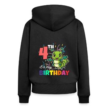 Chenille - Sweat à capuche zippé Premium bio Femme - noir - Dos - Julia (174cm)