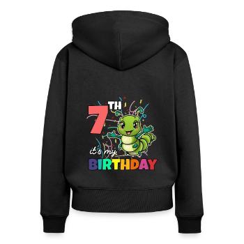 Chenille - Sweat à capuche zippé Premium bio Femme - noir - Dos - Julia (174cm)