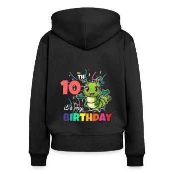 Chenille - Sweat à capuche zippé Premium bio Femme - noir - Dos - Julia (174cm)
