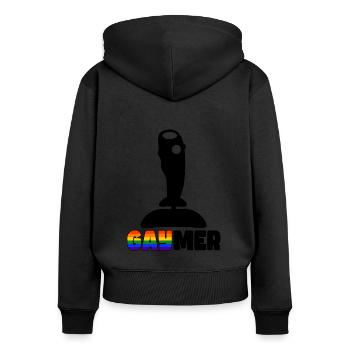 Pour les joueurs et les gaymers - Sweat à capuche zippé Premium bio Femme - noir - Dos - Julia (174cm)