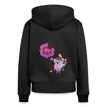 Cadeau Cancer du sein Cancer du sein Rose - Sweat à capuche zippé Premium bio Femme - noir - Dos - Julia (174cm)