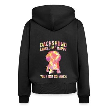 Dachshund Gift Dixie Viennese Doxie Dachshund - Women's Premium Organic Zip Hoodie - black - Back - Julia (174cm)