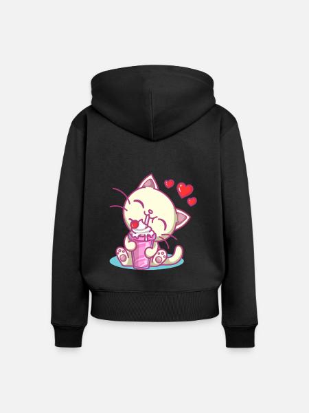 Milchshake Milchdrink Milch Geschenk - Frauen Premium Bio Zip Hoodie - Schwarz