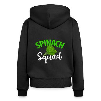 Spinat - Frauen Premium Bio Zip Hoodie - Schwarz - Hinten - Julia (174cm)