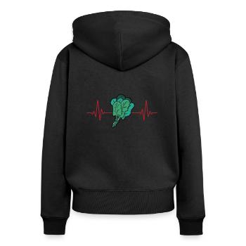 Spinat - Frauen Premium Bio Zip Hoodie - Schwarz - Hinten - Julia (174cm)