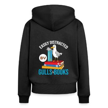 Seagull - Women's Premium Organic Zip Hoodie - black - Back - Julia (174cm)