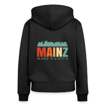 Mainz Skyline - Frauen Premium Bio Zip Hoodie - Schwarz - Hinten - Julia (174cm)