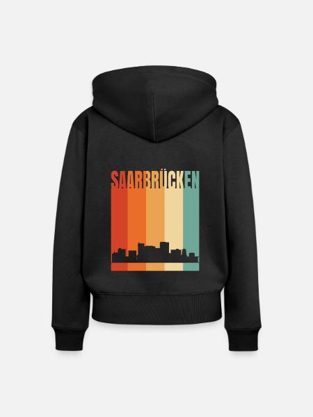 Saarbrücken Skyline - Frauen Premium Bio Zip Hoodie - Schwarz