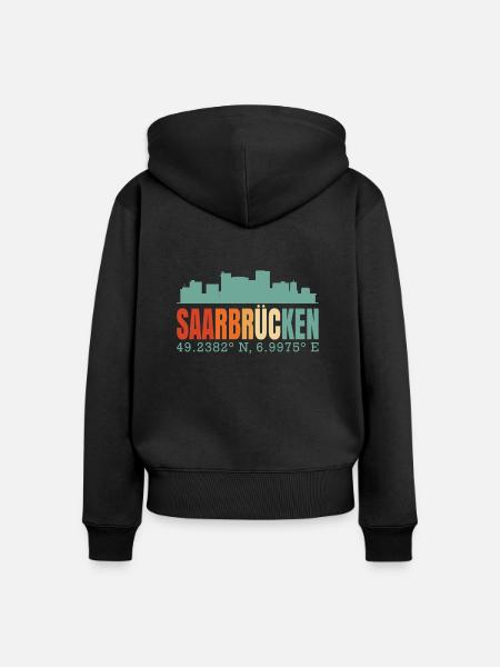 Saarbrücken Skyline - Frauen Premium Bio Zip Hoodie - Schwarz