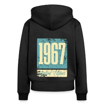 1967 Geboren Geburtstag Geburtsjahr - Frauen Premium Bio Zip Hoodie - Schwarz - Hinten - Julia (174cm)