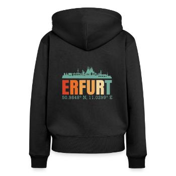 Erfurt - Frauen Premium Bio Zip Hoodie - Schwarz - Hinten - Julia (174cm)
