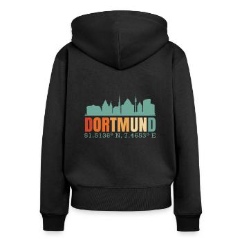 Dortmund - Frauen Premium Bio Zip Hoodie - Schwarz - Hinten - Julia (174cm)