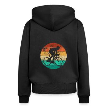 Retro Bike Funny Cyclist - Women's Premium Organic Zip Hoodie - black - Back - Julia (174cm)