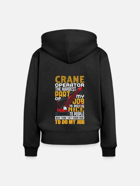 Kranführer Kran Geschenk - Frauen Premium Bio Zip Hoodie - Schwarz