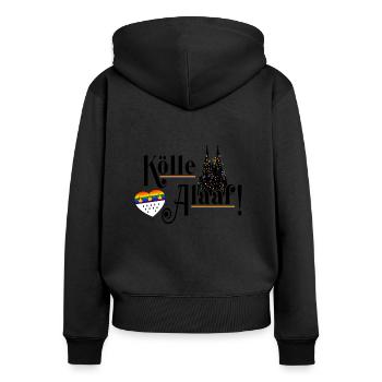 Jede Jeck es anders! Ich auch. LGBTQ Karneval Köln - Frauen Premium Bio Zip Hoodie - Schwarz - Hinten - Julia (174cm)