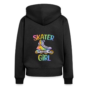 Inlineskating Inlineskater Geschenk - Frauen Premium Bio Zip Hoodie - Schwarz - Hinten - Julia (174cm)