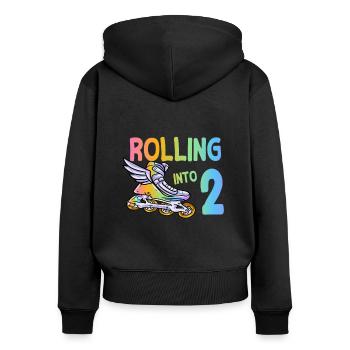 2e anniversaire patin à roues alignées - Sweat à capuche zippé Premium bio Femme - noir - Dos - Julia (174cm)