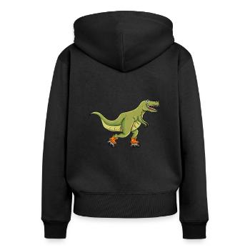 Inlineskating Inlineskater Geschenk - Frauen Premium Bio Zip Hoodie - Schwarz - Hinten - Julia (174cm)