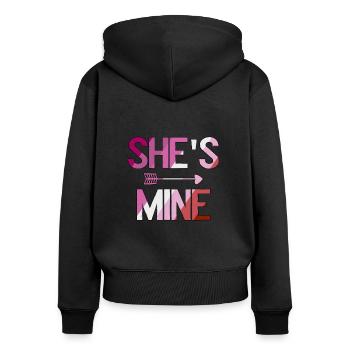 L’amour LGBTQ. Elle est ma - Sweat à capuche zippé Premium bio Femme - noir - Dos - Julia (174cm)