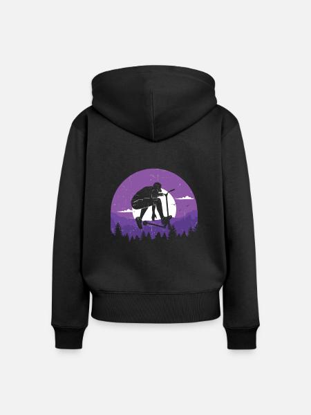 Scooter Roller Tretroller Geschenk - Frauen Premium Bio Zip Hoodie - Schwarz