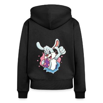 Osterhase - Frauen Premium Bio Zip Hoodie - Schwarz - Hinten - Julia (174cm)