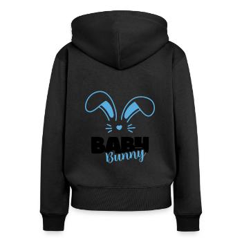 Baby Hase Junge Boy Hellblau - Frauen Premium Bio Zip Hoodie - Schwarz - Hinten - Julia (174cm)