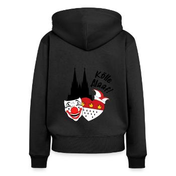Karneval Kostüm Kölle Alaaf Clown Wappen Dom Köln - Frauen Premium Bio Zip Hoodie - Schwarz - Hinten - Julia (174cm)