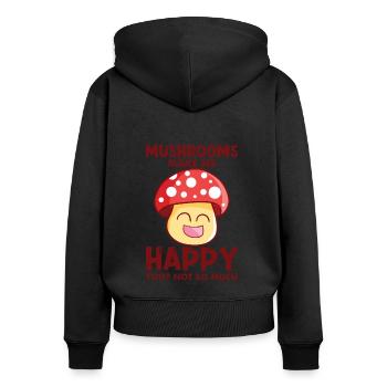 Pilzsammler und Pilz Freunde - Frauen Premium Bio Zip Hoodie - Schwarz - Hinten - Julia (174cm)